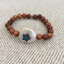 Lade das Bild in den Galerie-Viewer, Sandalwood Stretchy Bracelet Turquoise Heart &amp; Star, Coin Pearl Bracelet
