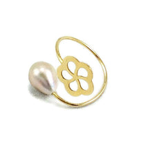 Lade das Bild in den Galerie-Viewer, Solid Gold 18K Minimalist Flower Pearl Ring
