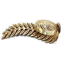 Load image into Gallery viewer, Vermeil leaf shape ring with antique finish, featuring an artistic leaf design in gold, perfect for statement jewelry.
