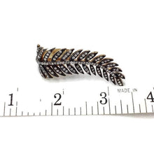 Load image into Gallery viewer, Vermeil leaf shape ring with antique finish and cubic zirconia in elegant leaf design
