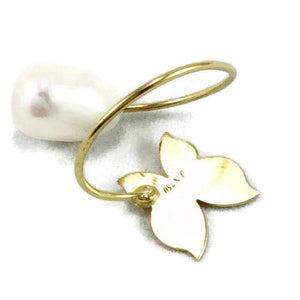 Solid Gold 18k Minimalist Butterfly Pearl Ring