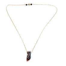 Load image into Gallery viewer, Solid Gold 18k Minimalist Druzy Quartz Floating Pendant on Gold Chain

