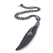 Load image into Gallery viewer, Diamonds Paved Wood Leaf Pendant Necklace
