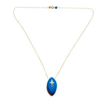 Cargar imagen en el visor de la galería, Solid Gold 18K Minimalist Turquoise Cross Pendant on Thin Chain
