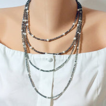 Cargar imagen en el visor de la galería, layering Long Labradorite &amp; Pearl Necklace For Woman-Gemstone Necklace
