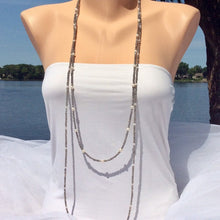 Lade das Bild in den Galerie-Viewer, layering Long Labradorite &amp; Pearl Necklace For Woman-Gemstone Necklace
