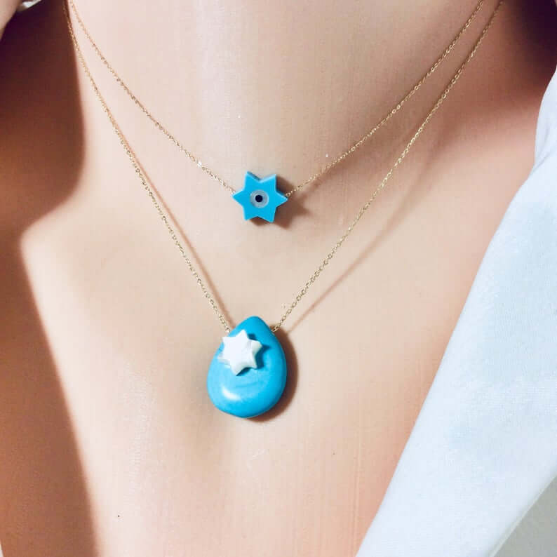 Collier avec pendentif étoile de David en or massif 18 carats, 38 cm de long, cadeau de Bat Mitzvah