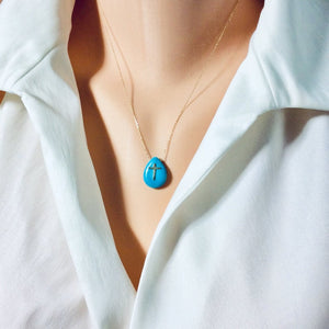 Pendentif en or massif 18 carats avec turquoise, pendentif croix et chaîne en or massif de 40 ou 45 cm de long