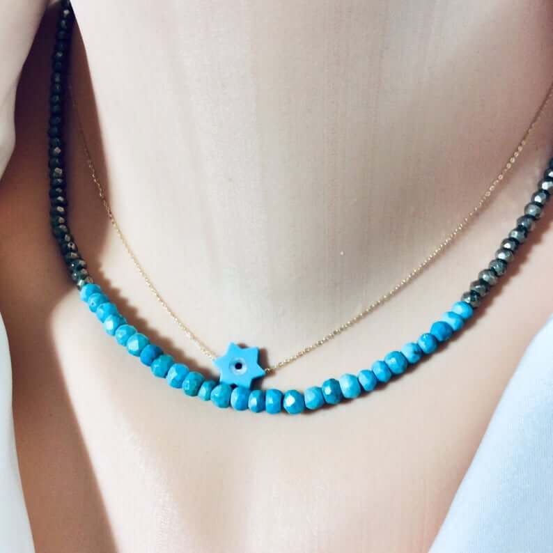 Collier avec pendentif étoile de David en or massif 18 carats, 38 cm de long, cadeau de Bat Mitzvah