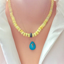Cargar imagen en el visor de la galería, Natural Yellow Opal Beaded Necklace, Diamond Pave Necklace
