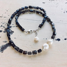 Load image into Gallery viewer, Iolite and Baroque Pearls Necklace with Sterling Silver Beads and Closure
