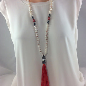 Boho Chic Freshwater Pearl Tassel Necklace at $148