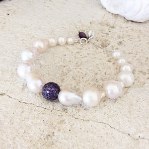 Baroque Pearl Wood Bracelets Set at $135