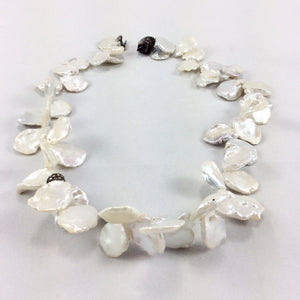 Petal Pearl & Champagne Diamond Pave Necklace