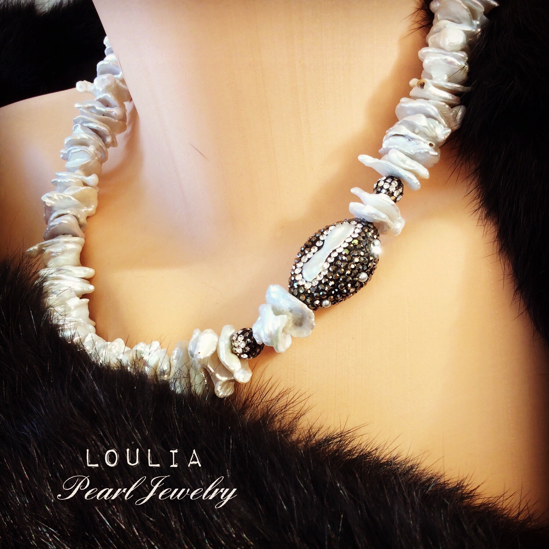 Bijoux de mariée en perles d'eau douce blanches Keshi argentées