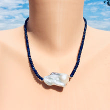 Load image into Gallery viewer, Princess Necklace Lapis Lazuli with Large Baroque Pearl
